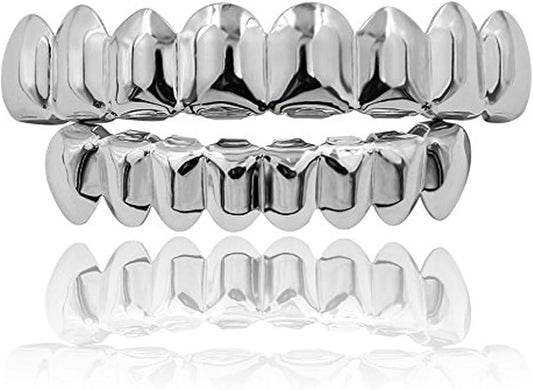 Best Sterling Silver Grillz Set for 8 Teeth - LUXXCAN