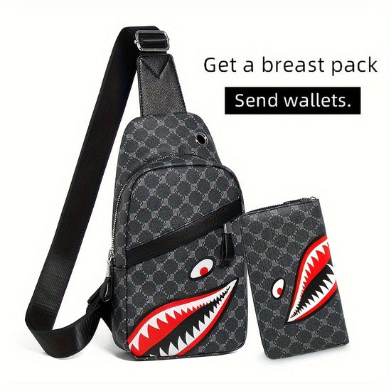 Multilayer Antitheft Shark Plaid Crossbody Bag